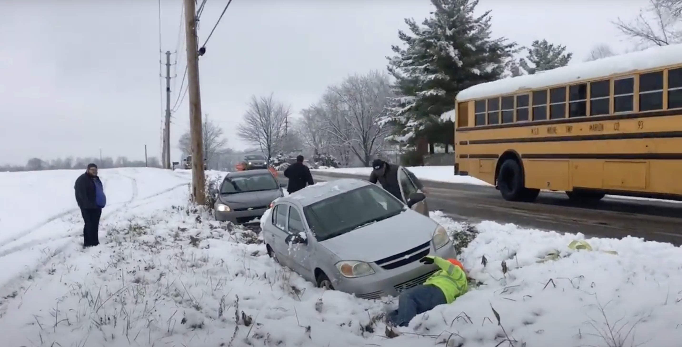 Just passing by, caught in snow